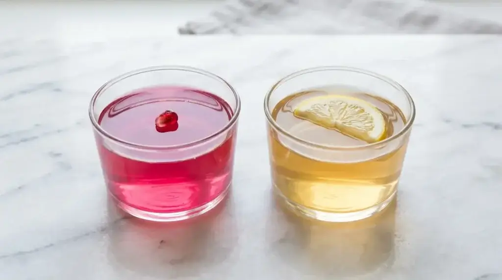 dr william li pink gelatin shot pomegranate vs clear herbal tea version comparison