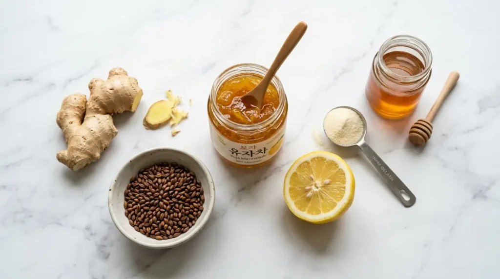 yuja citron ginger barley tea Korean wellness ingredients gelatin recipe