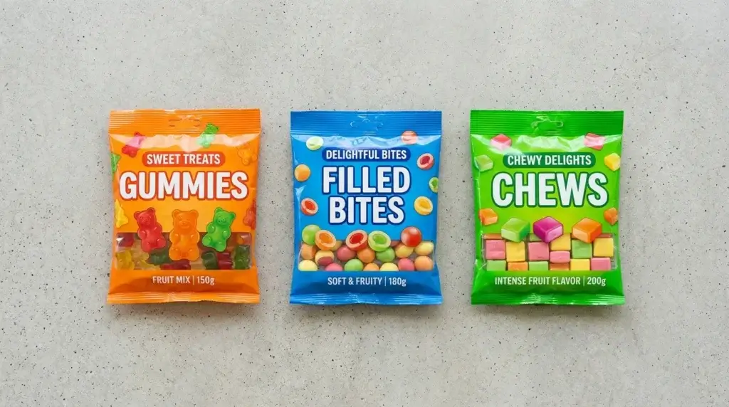 Three different Jolly Rancher candy product lines shown side by side