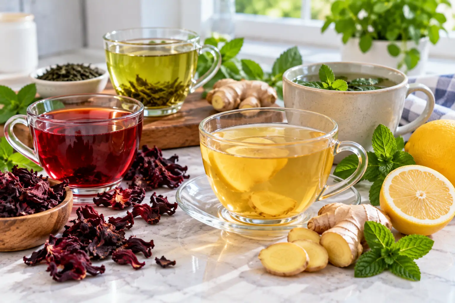Best detox teas for weight loss including green, ginger and hibiscus tea
