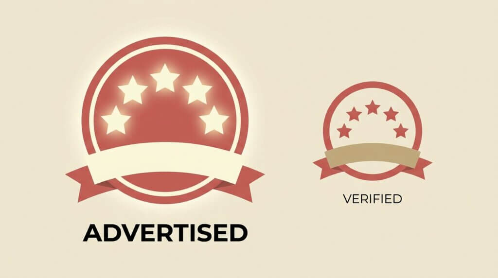 Gap between advertised ratings and verified Trustpilot ratings for telehealth providers