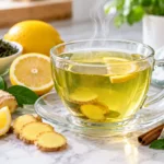 Homemade green tea with ginger and lemon recipe