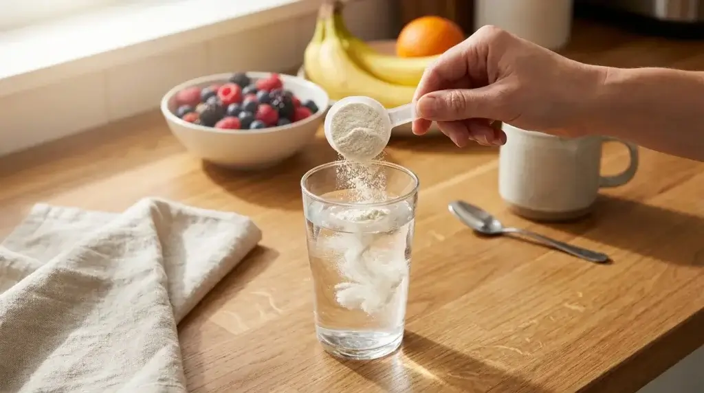 Daily routine for mixing a fiber supplement for weight loss support