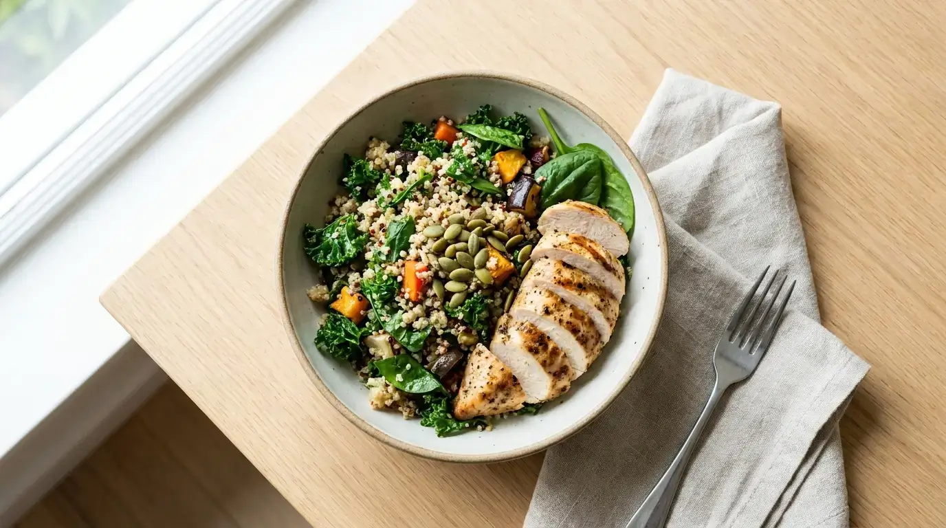 Protein-rich meal supporting weight loss peptide pathways naturally