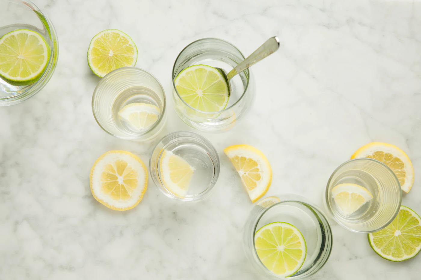 Fresh lemon on a light kitchen surface