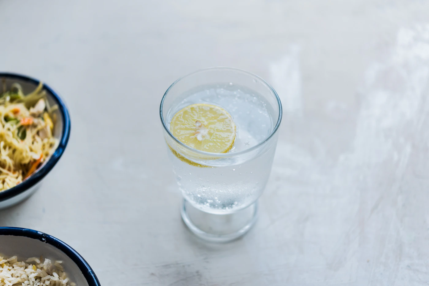Glass of water with a lemon slice