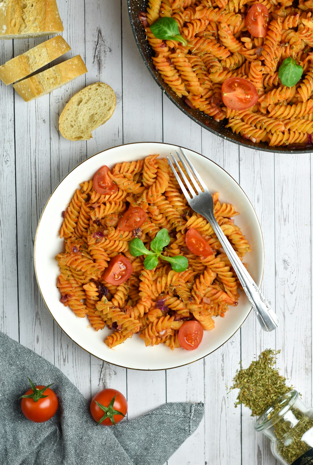 Tomato pasta meal idea for serving with canned sardines